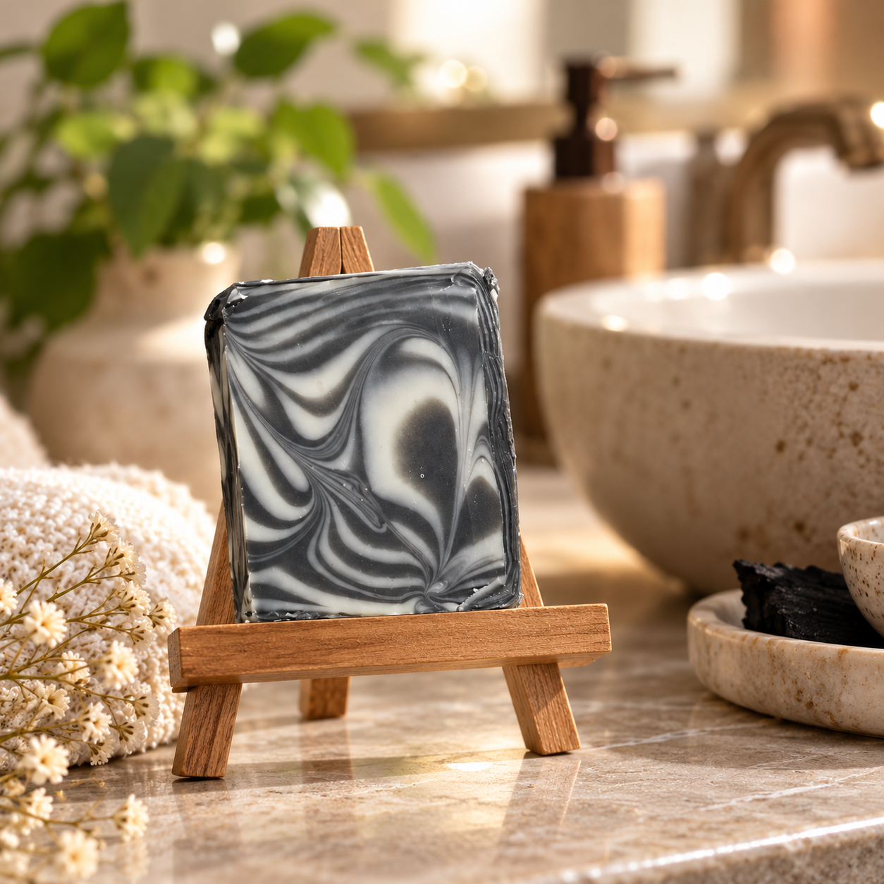 Charcoal & Kaolin Clay Swirl Soap - Image 2