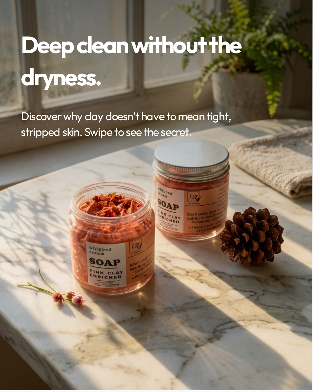 Whipped Cream Soap with Pink & Red Moroccan Clay - Image 2