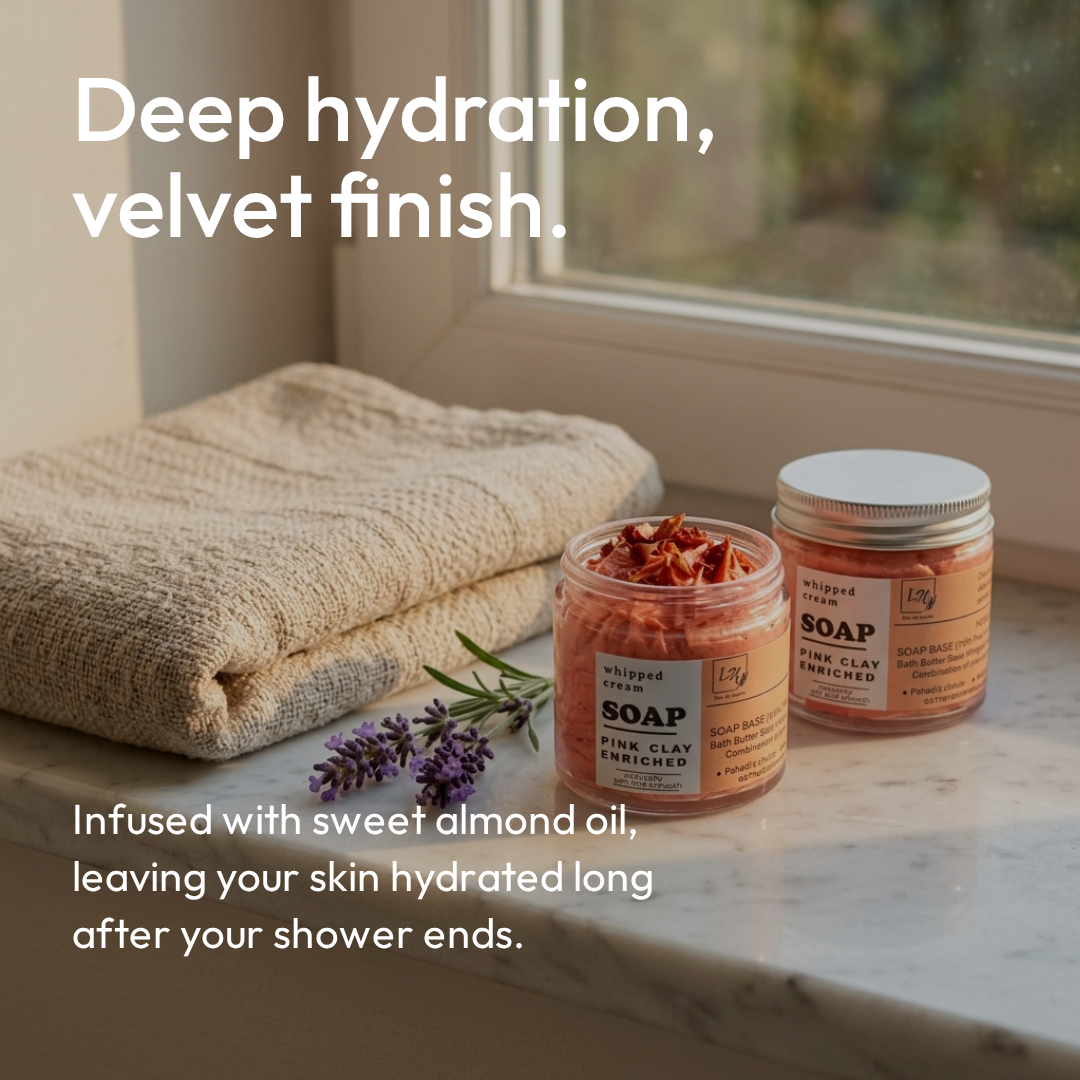 Whipped Cream Soap with Pink & Red Moroccan Clay - Image 3