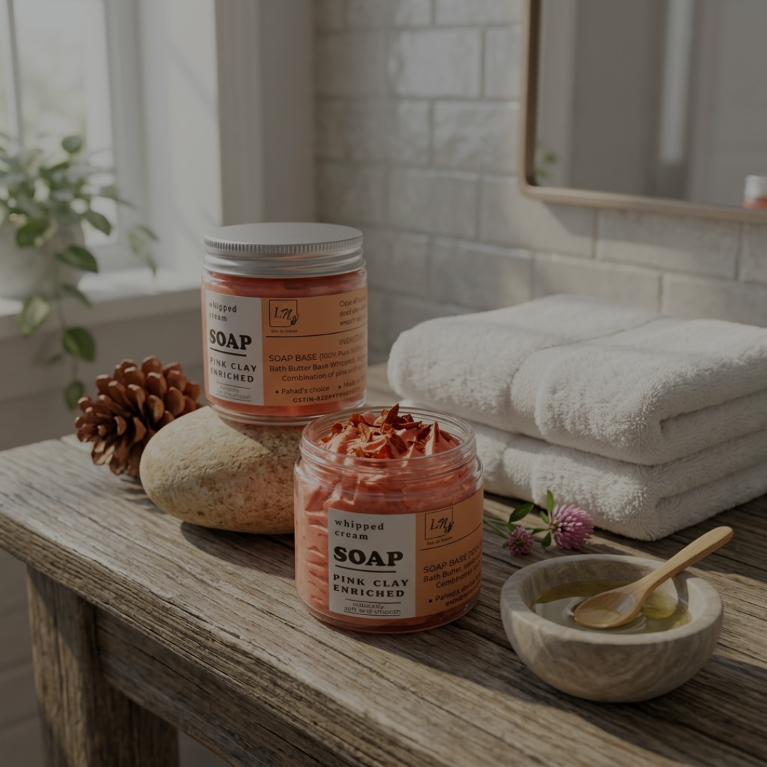Whipped Cream Soap with Pink & Red Moroccan Clay