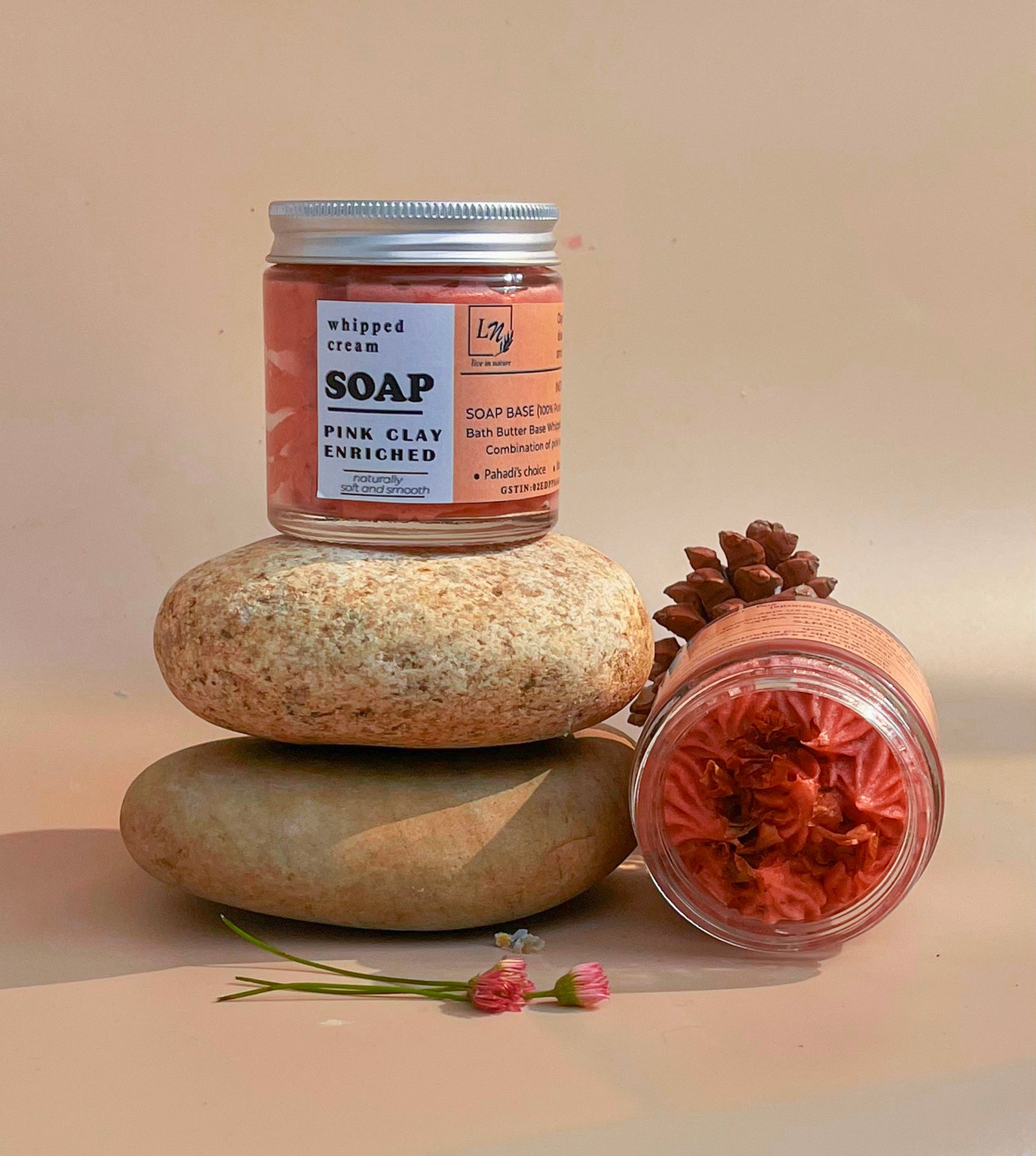 Whipped Cream Soap with Pink & Red Moroccan Clay