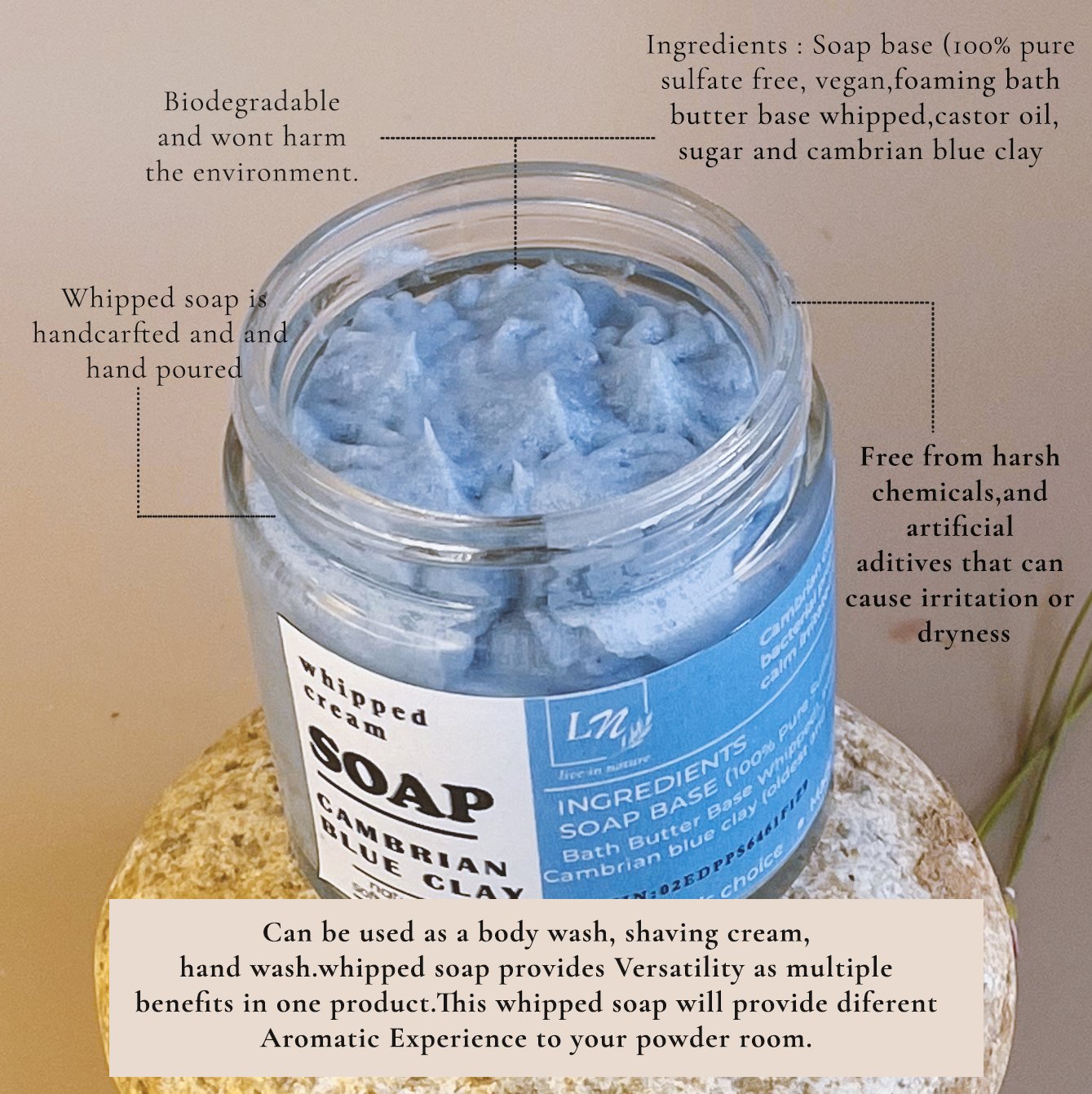 Whipped Cream Soap with Cambrian Blue Clay - Image 6