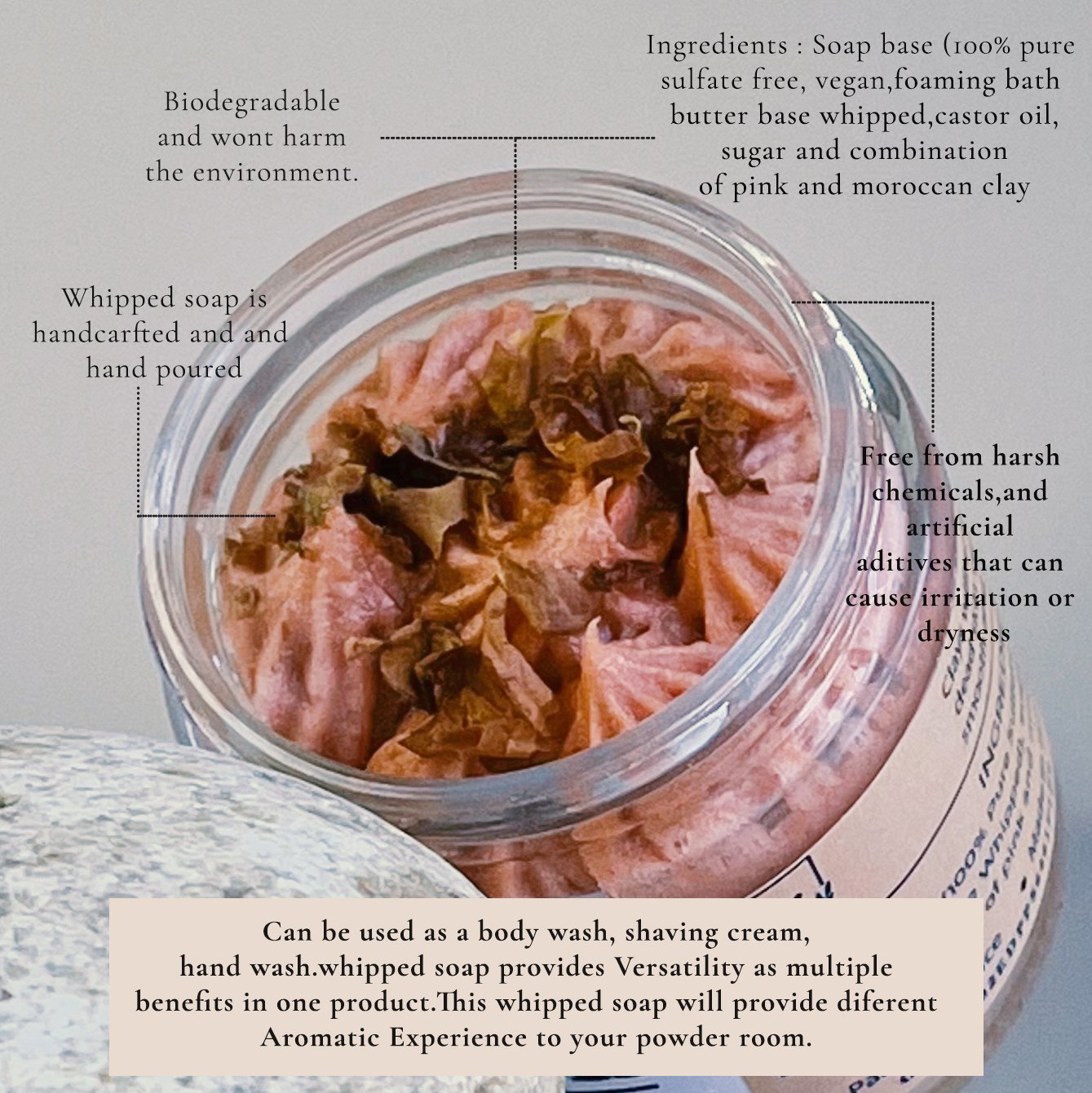 Whipped Cream Soap with Pink & Red Moroccan Clay - Image 5