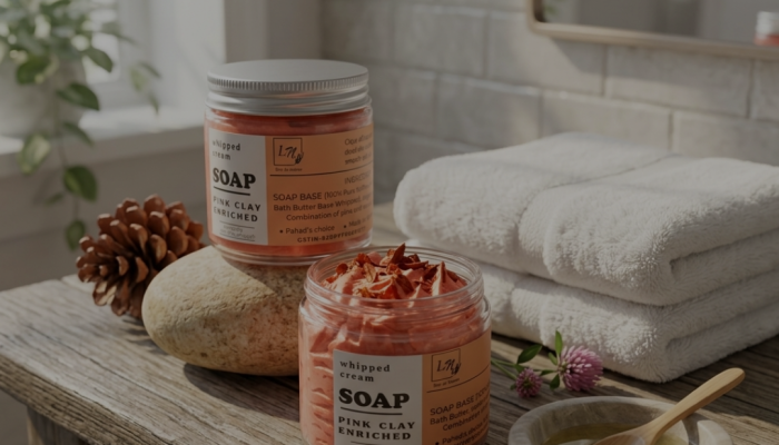 Whipped Cream Soap with Pink & Red Moroccan Clay