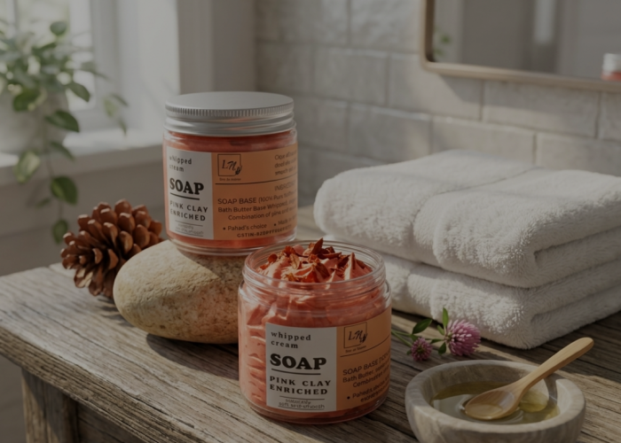 Whipped Cream Soap with Pink & Red Moroccan Clay